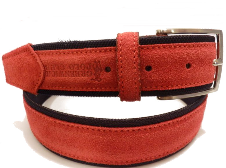 Cintura in tela + camoscio - rosso- mm40